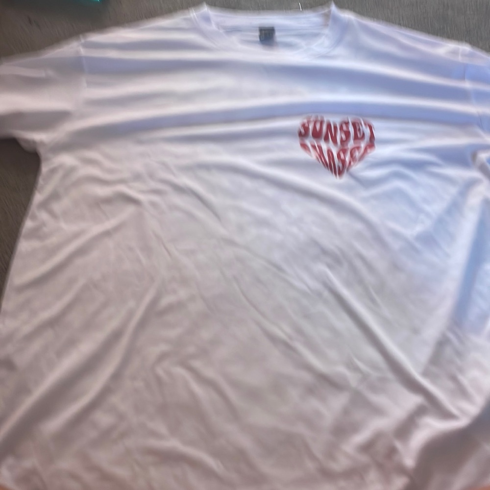 "sunset chaser" size s shein oversized shirt